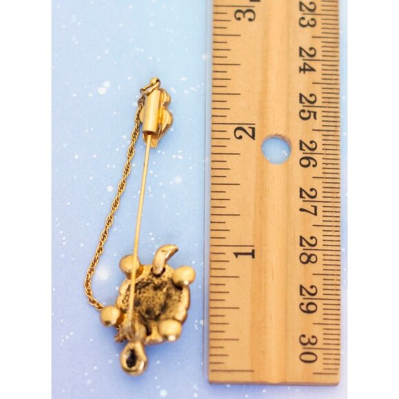 Vintage Jeweled Turtle Stick Pin | Gold Tone | J27 - Picture 2 of 2